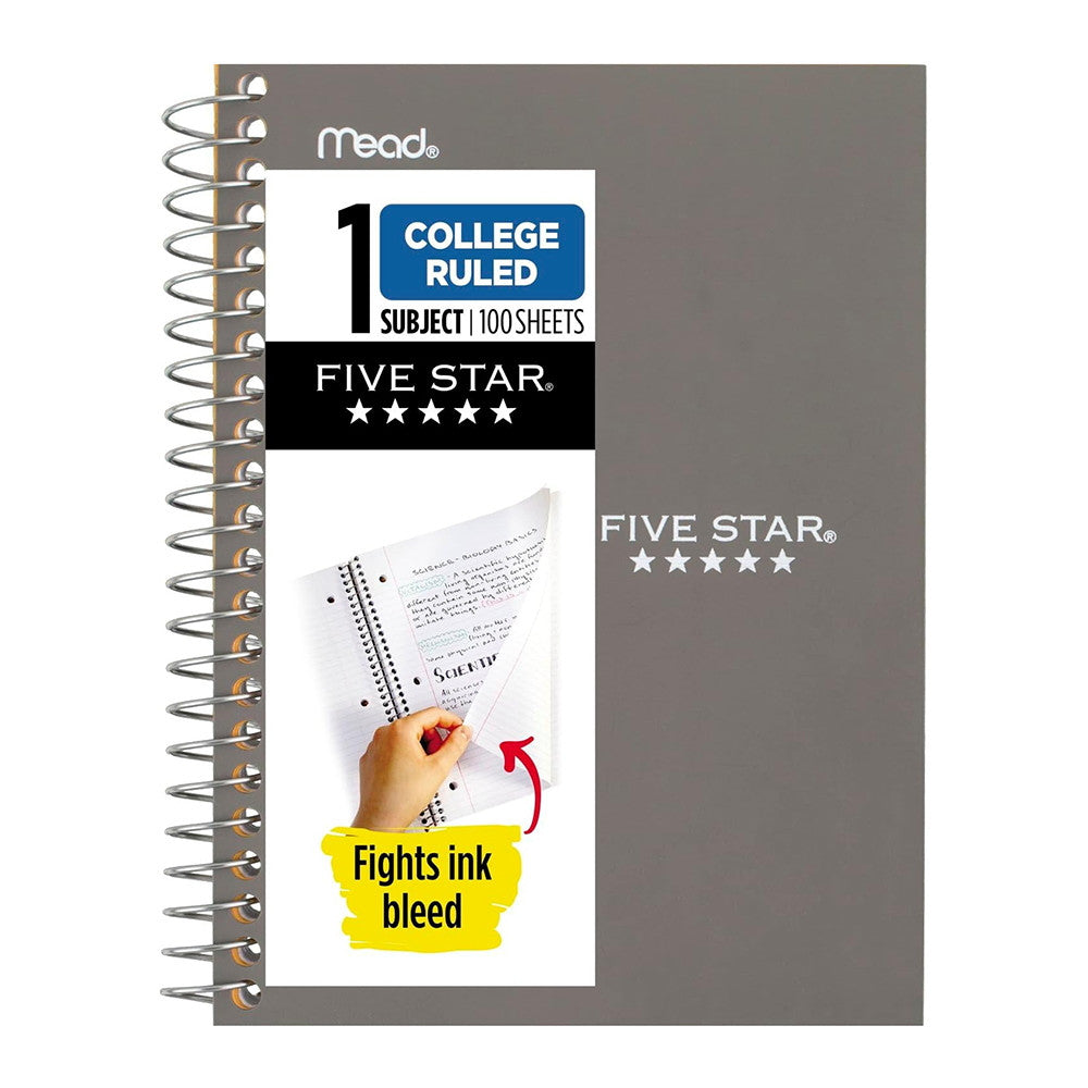 Five Star Personal Spiral Notebook, 1 Subject College Ruled Paper, Small Size, 100 Sheets, 1 Ea